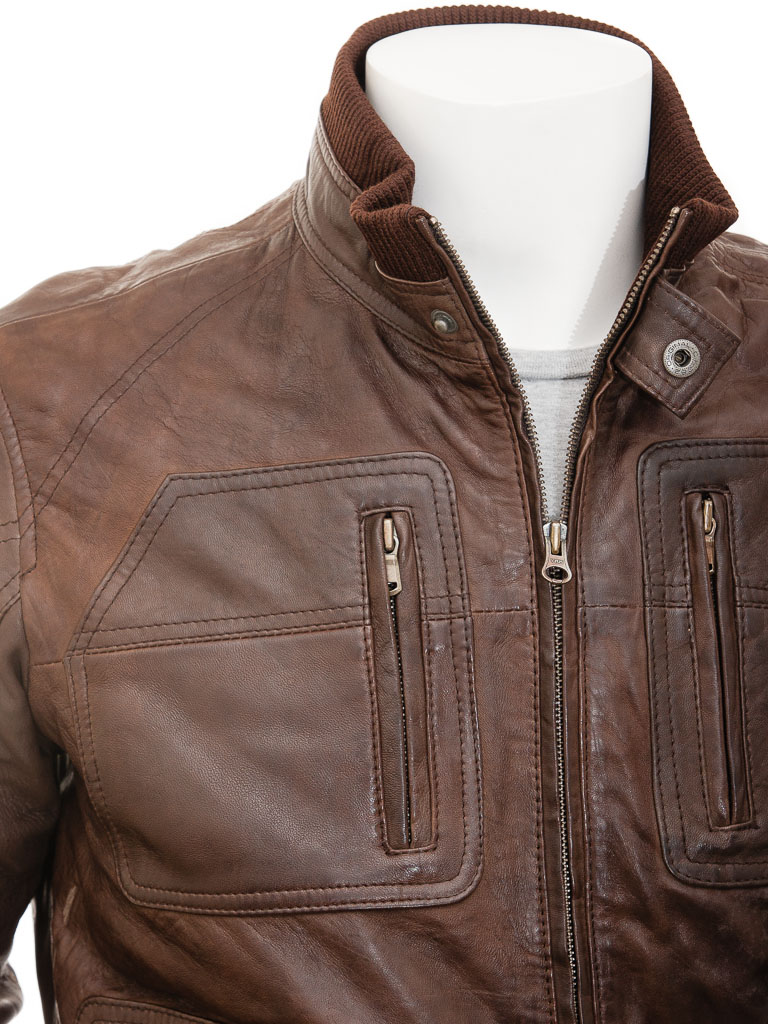Men's Leather Bomber Jacket in Brown: Bristol :: MEN :: Caine