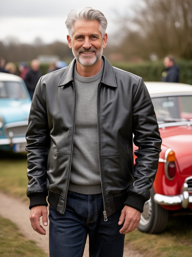 Men's Black Leather Bomber Jacket: Gidleigh :: MEN :: Caine