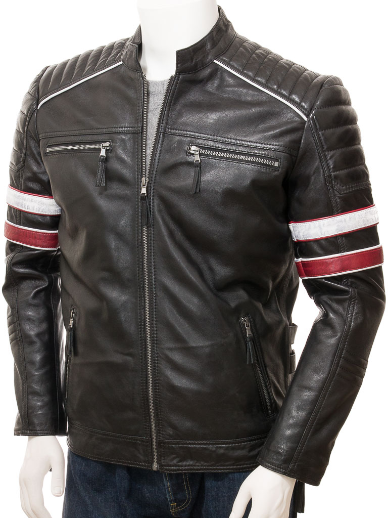 Men's Black Leather Biker Jacket: Croyde :: MEN :: Caine
