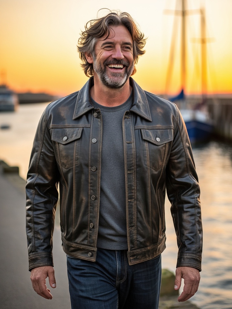 Men's Leather Trucker Jacket in Vintage: Foggia :: MEN :: Caine