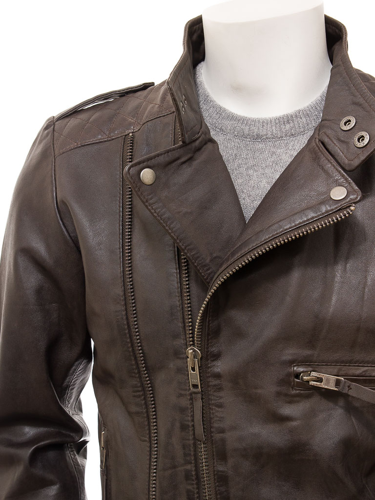 Men's Brown Leather Biker Jacket: Musbury :: MEN :: Caine